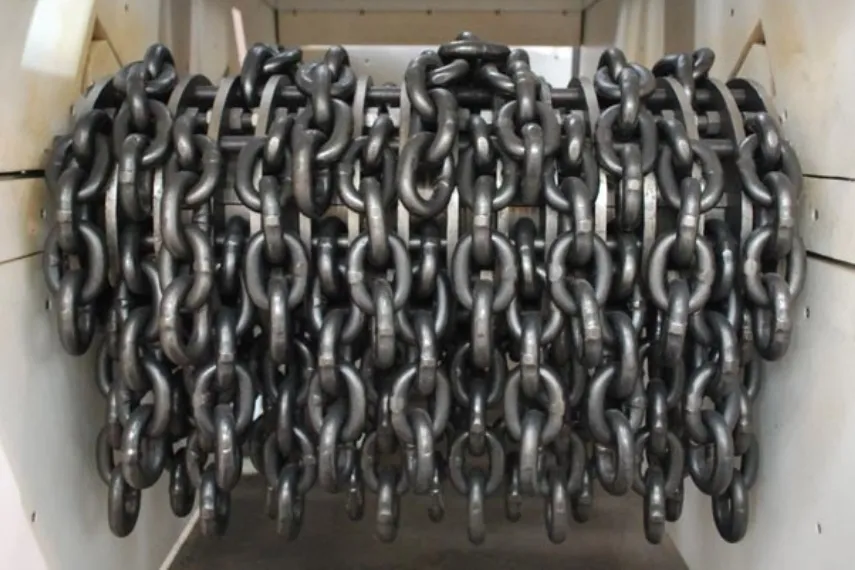 Close-up of Industrial Crusher Replacement Chain Links