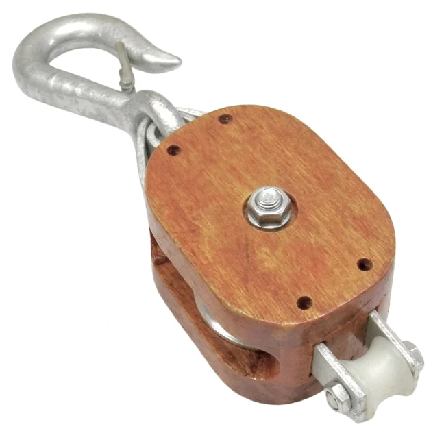 Impa 231640 Wooden Pulley Block Single Wheel Hook