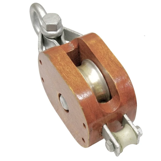 Impa 231640 Wooden Pulley Block Single Wheel Shackle